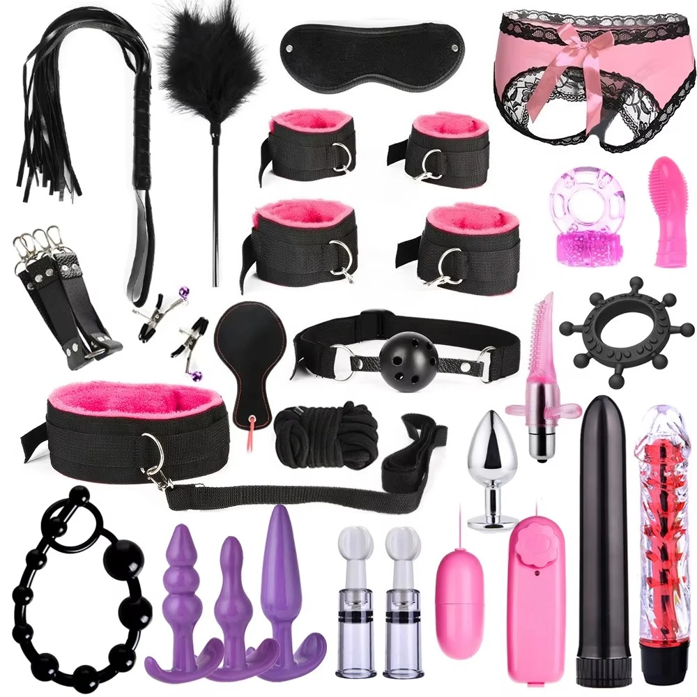Party Games Couple - Leren BDSM-set voor koppels: handboeien, lichaamsharnas,